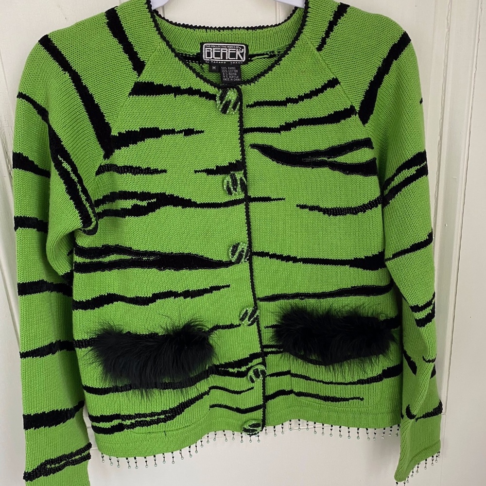 Fluffy Beaded Zebra Berek by Takako Sakon Sweater